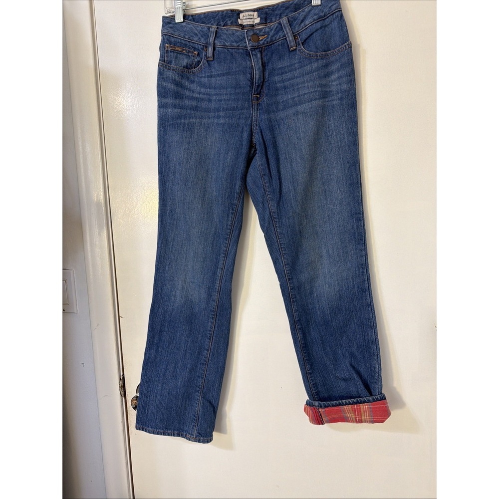 Vtg LL Bean Womens 2P Blue Denim Jean Flannel Lined Double Favorite Fit
